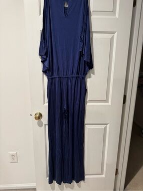 YFB Clothing Navy Jumpsuit Wide Leg Draped Lounge Resort Wear Size M